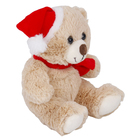 Adorno Urso para Mesa Tecido Marrom e Vermelho 43x26cm Cromus
