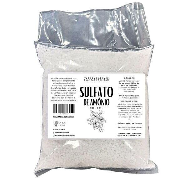 Adubo Fertilizante Sulfato De Amônio Branco  N20  S24 - 20kg