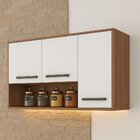 Aéreo 3 Portas 120cm E Nicho Decorativo Madeirado