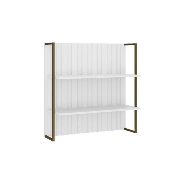 Aéreo Ripado Mdf Branco Com Prateleiras E Tubo Ouro Velho Car