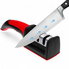 Afiador Vermelho 3 Em 1 Amolador De Facas Tesouras Cutelos