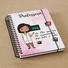 Agenda Professora Feminina - Preto Cacheado