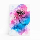 Água Viva Azul E Rosa Arte Aquarela Quadro Canvas 140x90cm