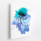 Água Viva Azul E Roxo Arte Aquarela Quadro Canvas 60x40cm