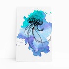 Água Viva Azul E Roxo Arte Aquarela Quadro Canvas 60x40cm