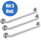 Alça Apoio Banheiro Kit 3 Unid. Inox 40cm Barra Idoso Cadeira