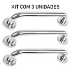 Alça Apoio Banheiro Kit 3 Unid. Inox 40cm Barra Idoso Cadeira