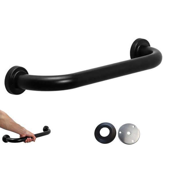 Alça De Apoio 40cm Preto Fosco Inox Barra Cadeirante Idoso De