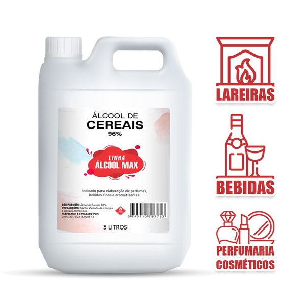 Álcool De Cereais 96% P/ Difusor Ou Bebidas - 5 Litros
