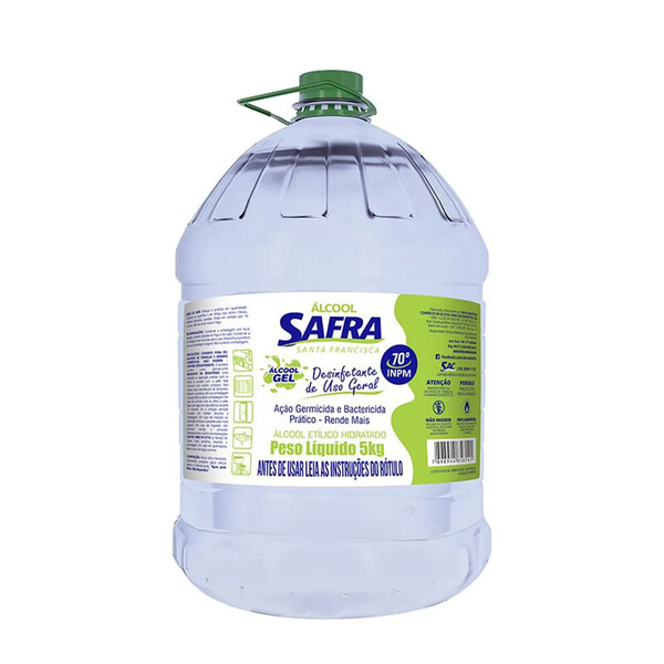 Álcool Gel 70 Graus Inpm Hospitalar Bactericida Galão 5kg Saf
