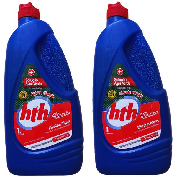 Algicida Choque Solução Água Verde Hth 01 Lt Kit 02 Und
