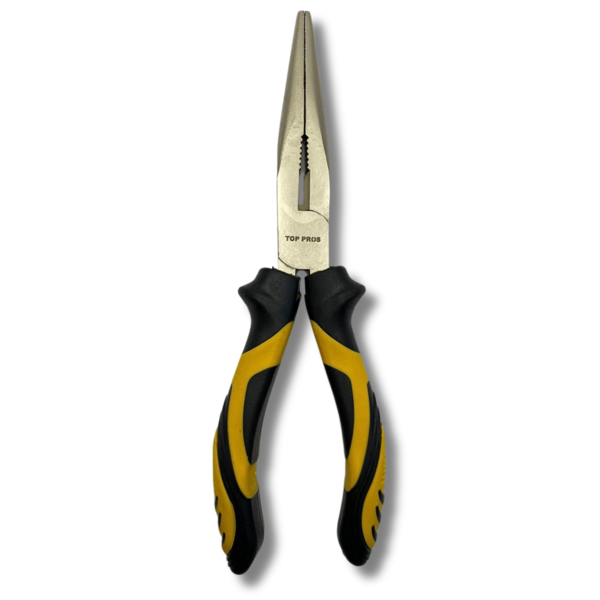 Alicate Bico Longo Reto 8" Meia Cana Niquelado Aço Carbono 20