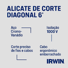 Alicate Corte Diagonal 6" 1000v Cromo Vanádio - Irwin 1864069