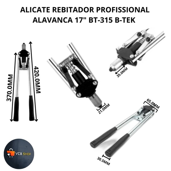Alicate Rebitador Profissional Alavanca 17