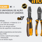Alicate Universal 8'' Ação Composta Hccp58200 Ingco 200mm