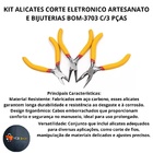 Alicates Corte Diagonal Meia Cana Bico Redondo Jogo Kit 3 Pcs