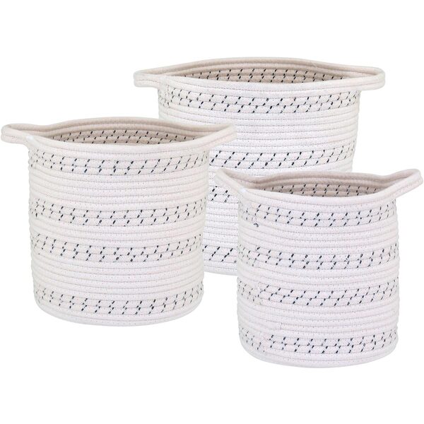 Allegra Cesta Decorativa Organizadora Cachepô Tecido Branco 3