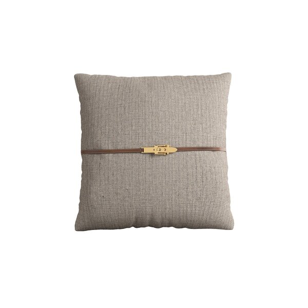 Almofada 50x50cm Em Linho Texas Alves Pereira Cinza/marrom
