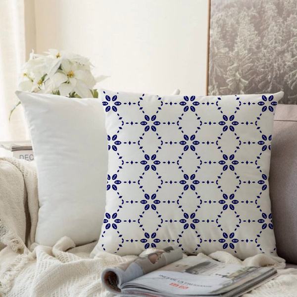 Almofada  Ladrilhos Azul 40x40cm - Serigrafada Frente E Verso