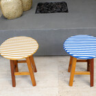 Almofada Redonda 40X40cm Microfibra Estampada Listrada Azul Royal Próxima Têxtil