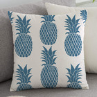 Almofada Algodão Estampada Abacaxi 40x40cm Azul - Capa Com En