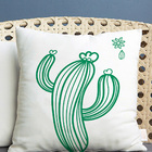 Almofada Algodão Estampada Cacto 40x40cm Verde - Capa Com Enc