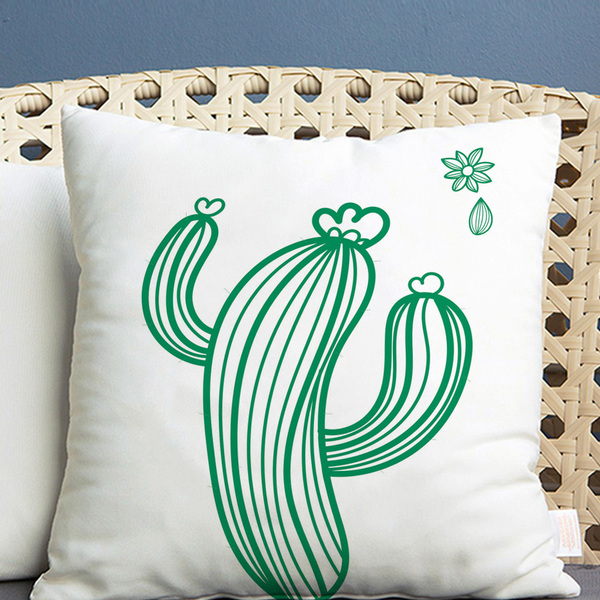 Almofada Algodão Estampada Cacto 40x40cm Verde - Capa Com Enc