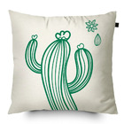 Almofada Algodão Estampada Cacto 40x40cm Verde - Capa Com Enc