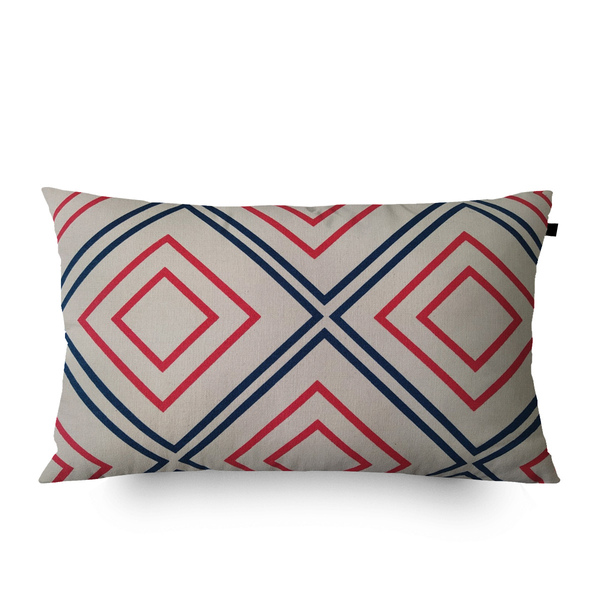 Almofada Algodão Retangular Estampada Arad 30x50cm Azul/verme