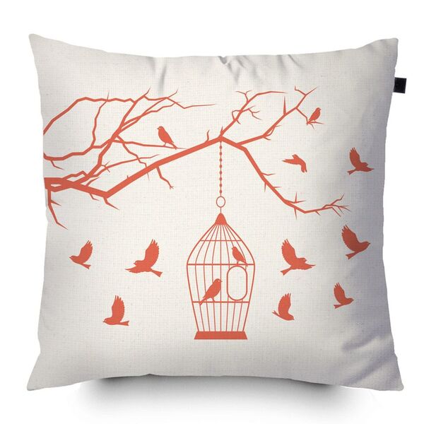 Almofada Algodão Serigrafada Passaros 40x40cm Grape - Somente