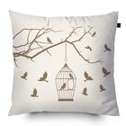 Almofada Algodão Serigrafada Passaros 40x40cm Ráfia - Somente