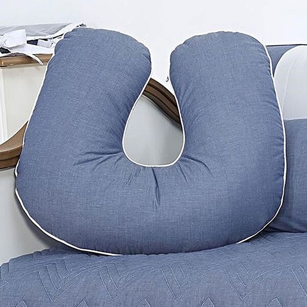 Almofada Amamentação 300 Fios Chambray Azul Jeans Coleção Cav
