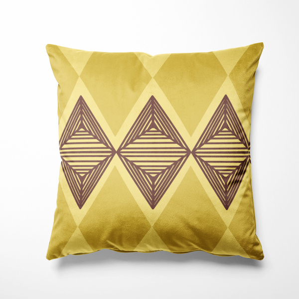 Almofada Amarela Oásis Marrom 40x40cm - Serigrafada Frente E