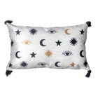 Almofada Quadrada Astrologia Velveteen Branca e Preta 28x48cm