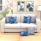 Almofada Azul Estampada Floral 2 Unidades 45cm X 45cm Com Ref