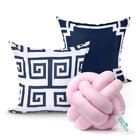 Almofada Azul Geométrica Estampada Para Cama 2 Unidades 45cm