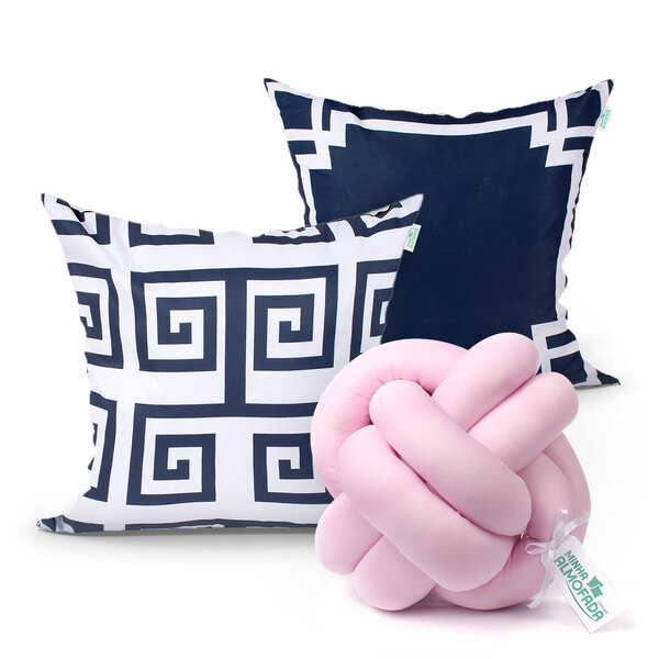 Almofada Azul Geométrica Estampada Para Cama 2 Unidades 45cm