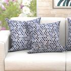 Almofada Azul Grande Geométrica 4 Unidades 60cm X 60cm Com Re