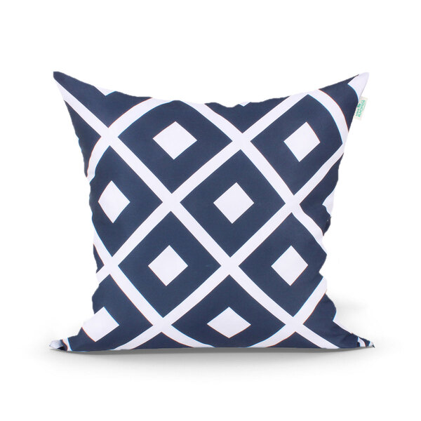 Almofada Azul Marinho Estampada Geométrica 45cm X 45cm Com Re