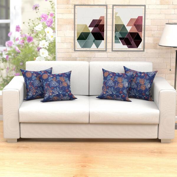 Almofada Azul Para Sala Estampada Vicenza 45cm X 45cm 4 Unida