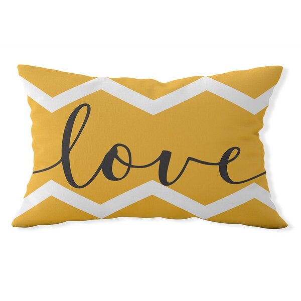 Almofada Baguete Own Chevron Love Amarela - 45x32 Cm