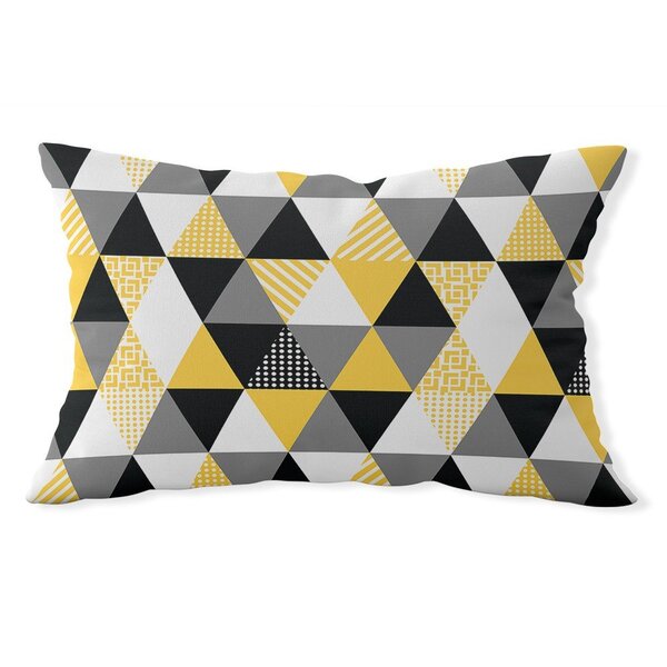Almofada Baguete Own Triângulos Amarela E Cinza - 45x32 Cm