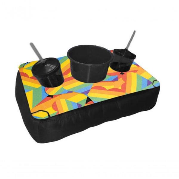 Almofada Bandeja Pipoca Balde E 2 Copos Arco Íris Lgbtqi+