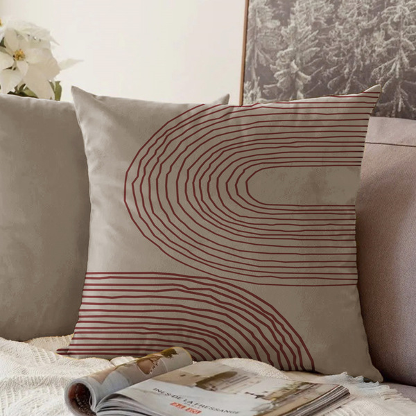 Almofada Bege Butter Vinho 40x40cm - Serigrafada Frente E Ver