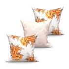 Almofada Bege Grande Floral Kit 3 Unidades 60cm X 60cm Tecido