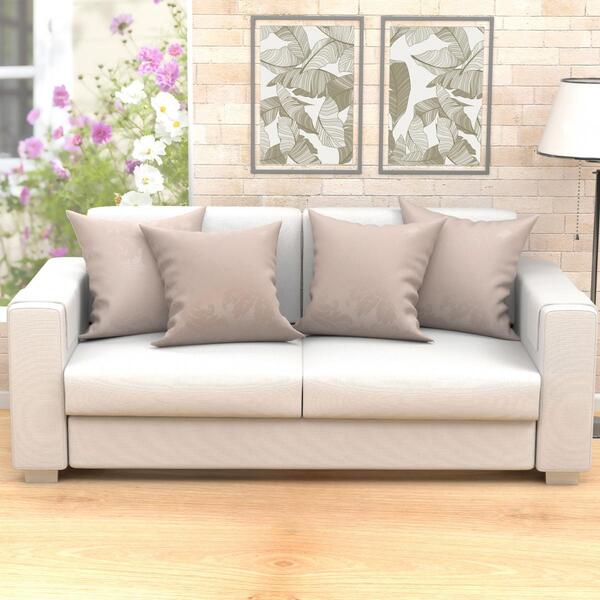 Almofada Bege Para Sala Grande Jacquard 4 Unidades 60cm X 60c