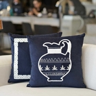 Almofada Bordada Azul Marinho 50x50 Veludo Com Enchimento