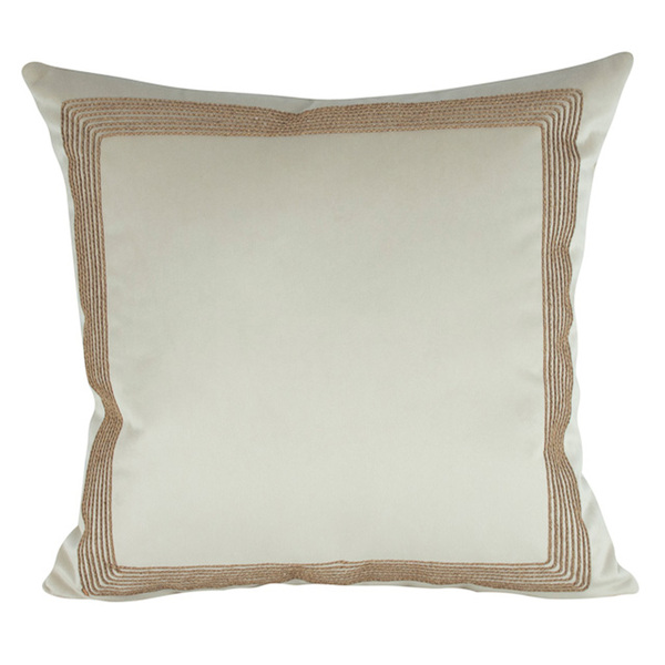 Almofada Bordada Bege 50x50 Veludo Com Enchimento