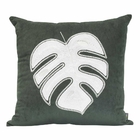 Almofada Bordada Costela De Adão Verde Musgo 50x50 Veludo Com