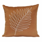 Almofada Bordada Folha Terracota 50x50 Veludo Com Enchimento